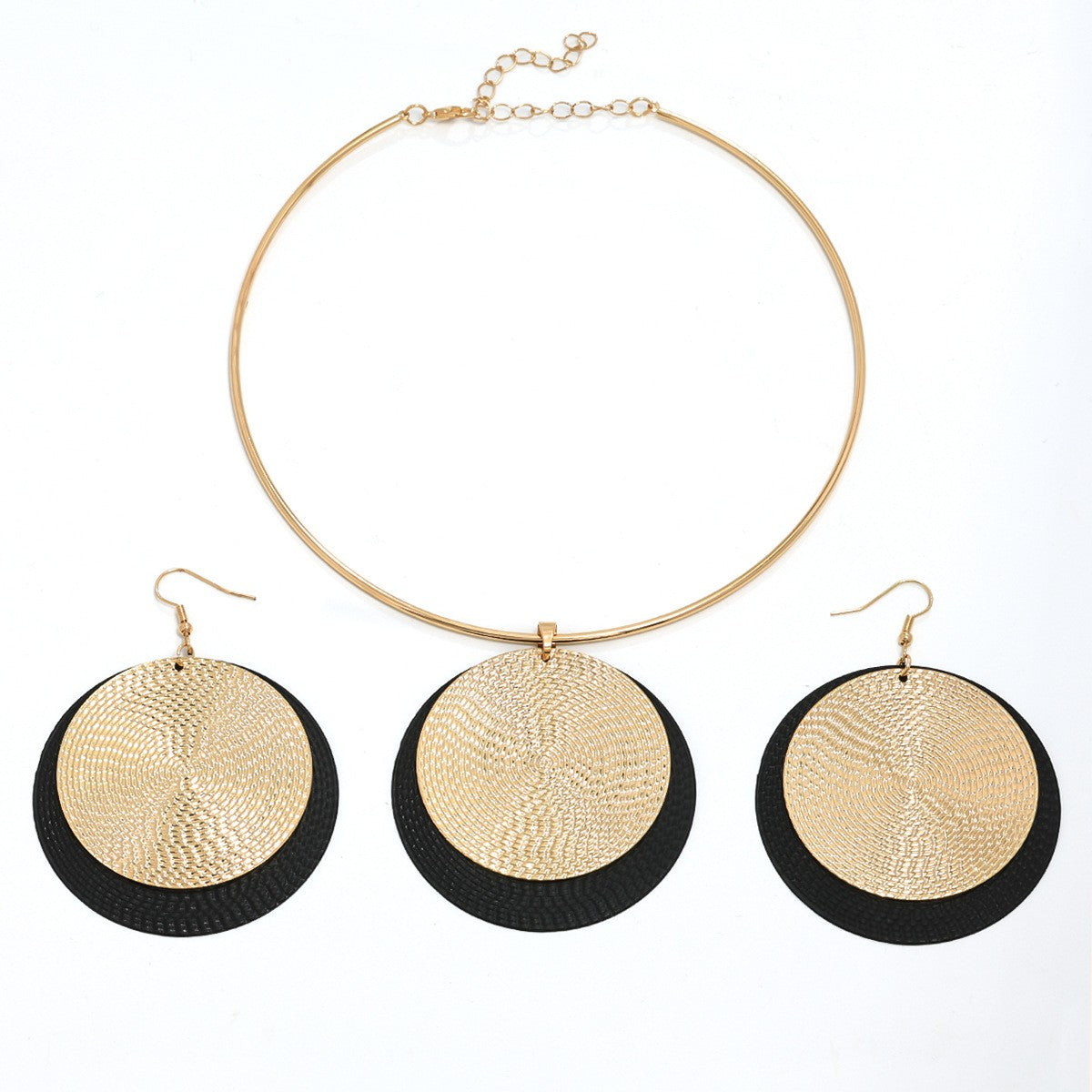 Woven Disc Necklace & Earring Set