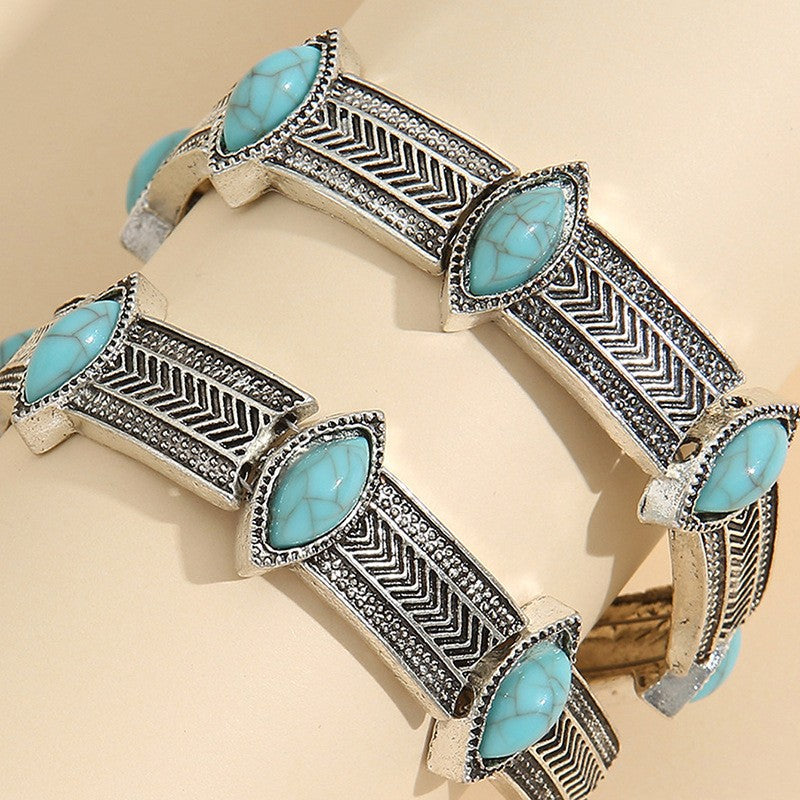 Turquoise Marquise Etched Choker Necklace