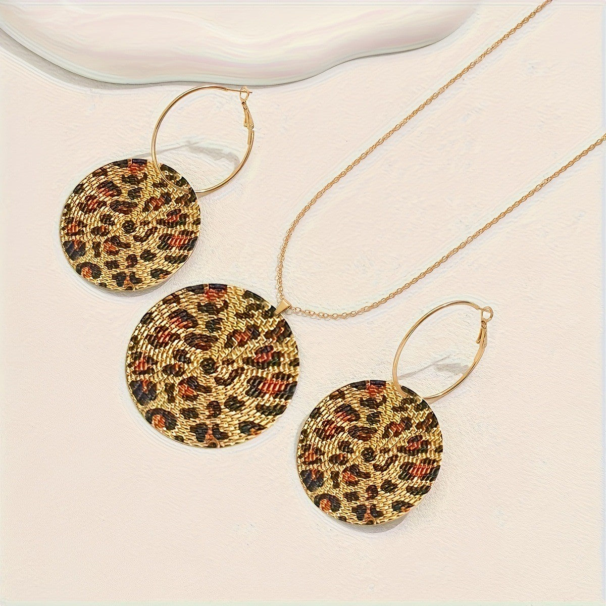 Leopard Print Disc Jewelry Set