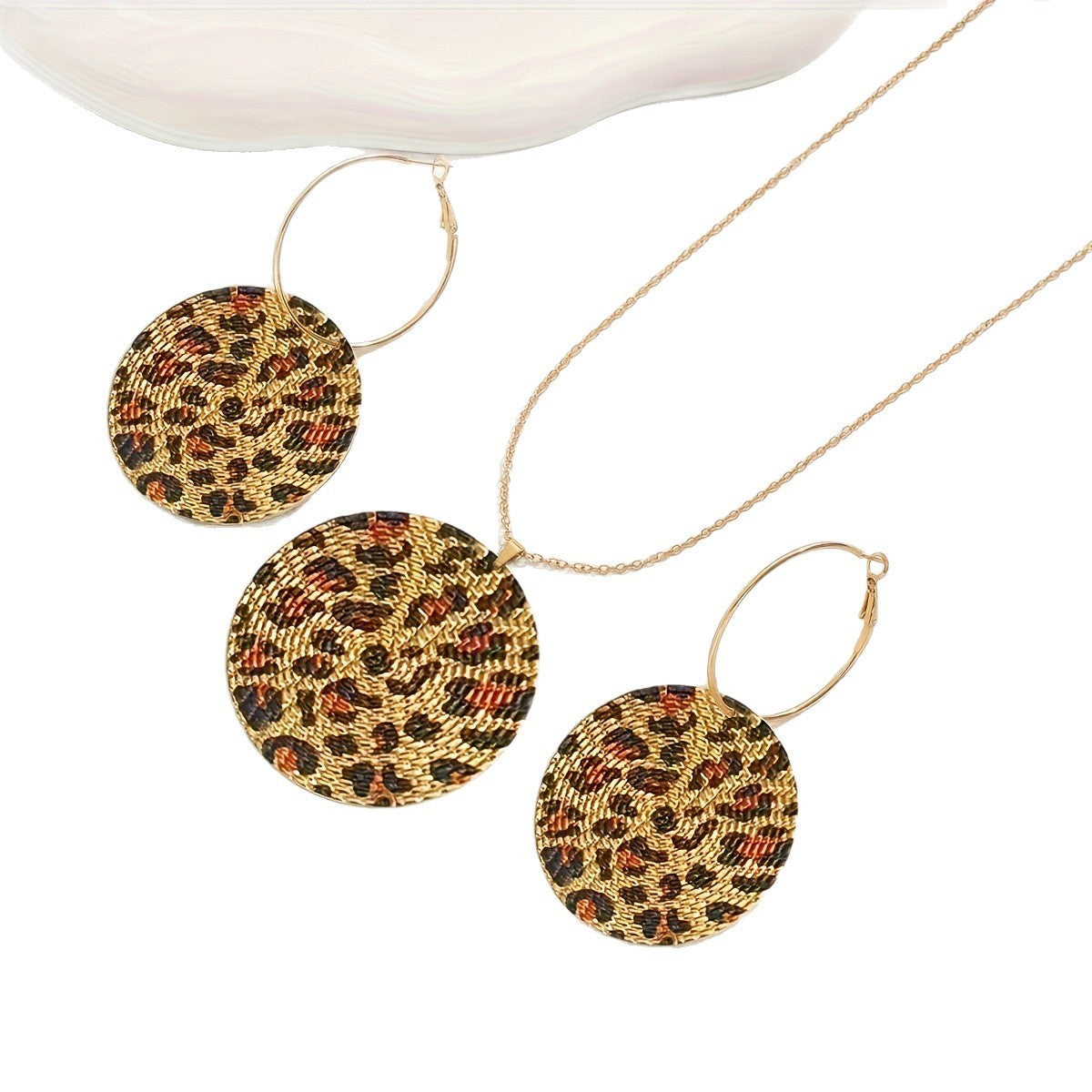 Leopard Print Disc Jewelry Set