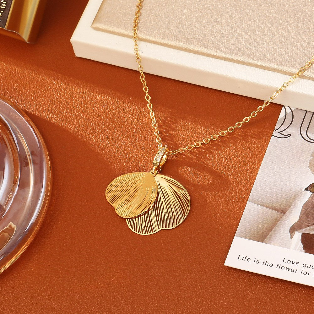 Layered Ginkgo Leaf Necklace & Earrings