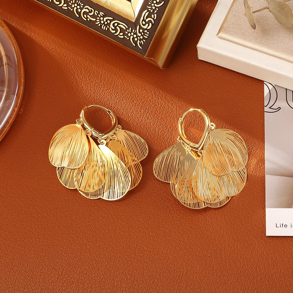 Layered Ginkgo Leaf Necklace & Earrings
