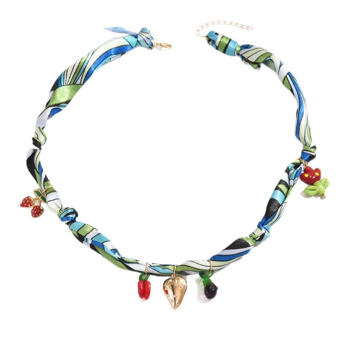 Floral Charm Ribbon Necklace