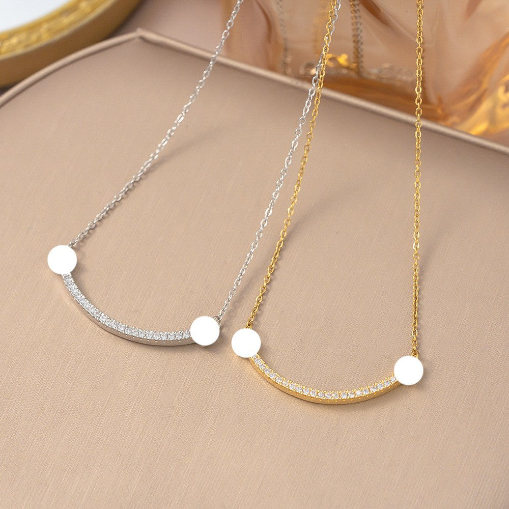 Rhinestone Arc Disc Necklace