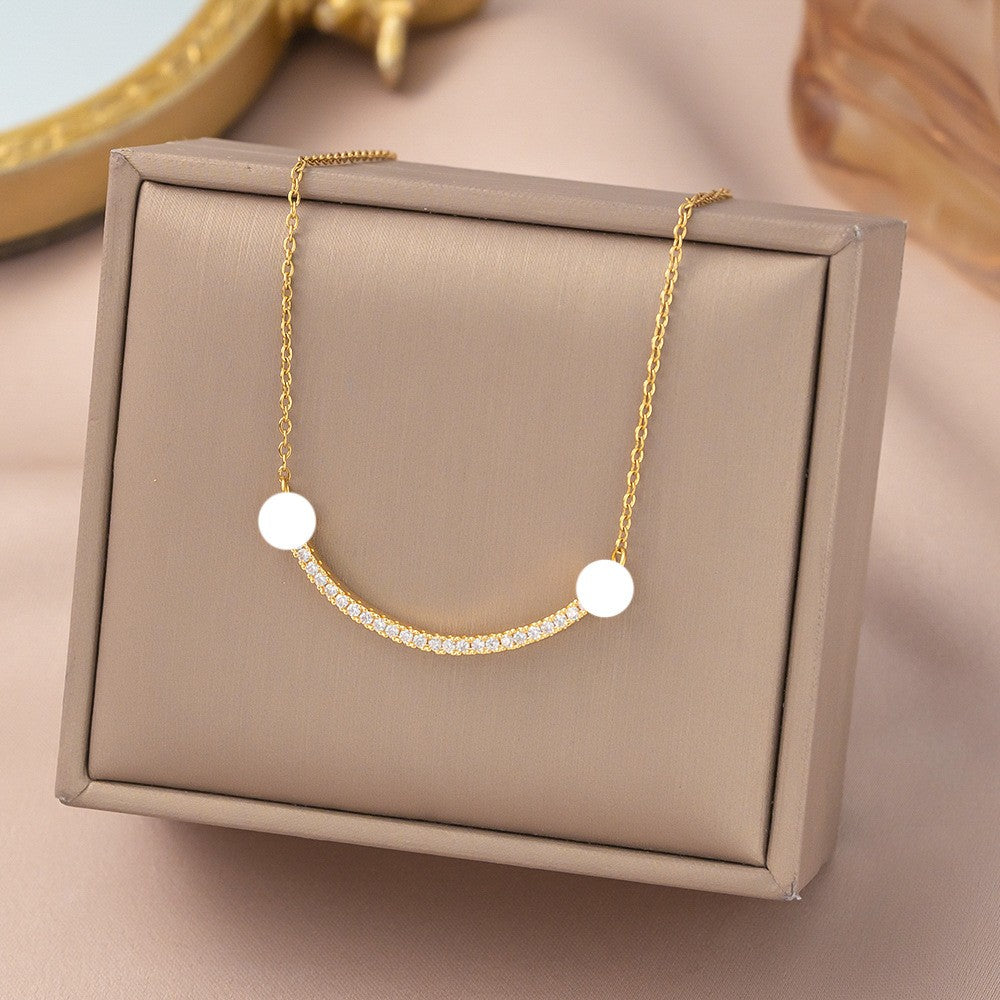 Rhinestone Arc Disc Necklace