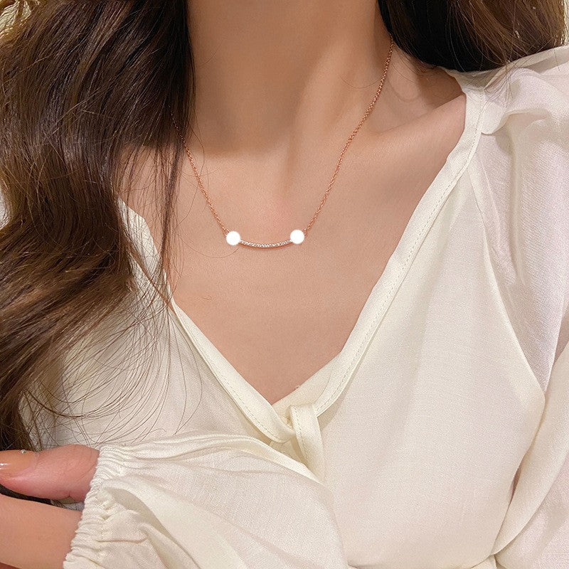 Rhinestone Arc Disc Necklace