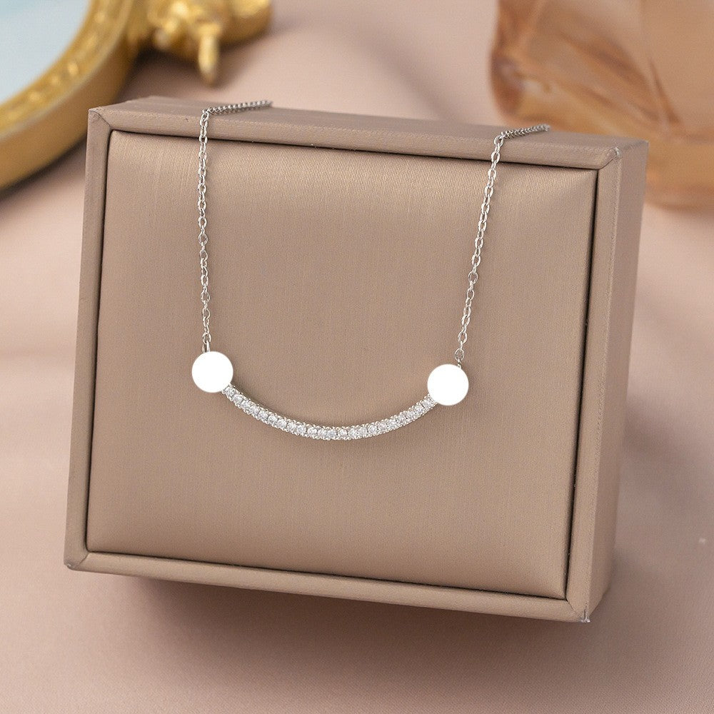 Rhinestone Arc Disc Necklace
