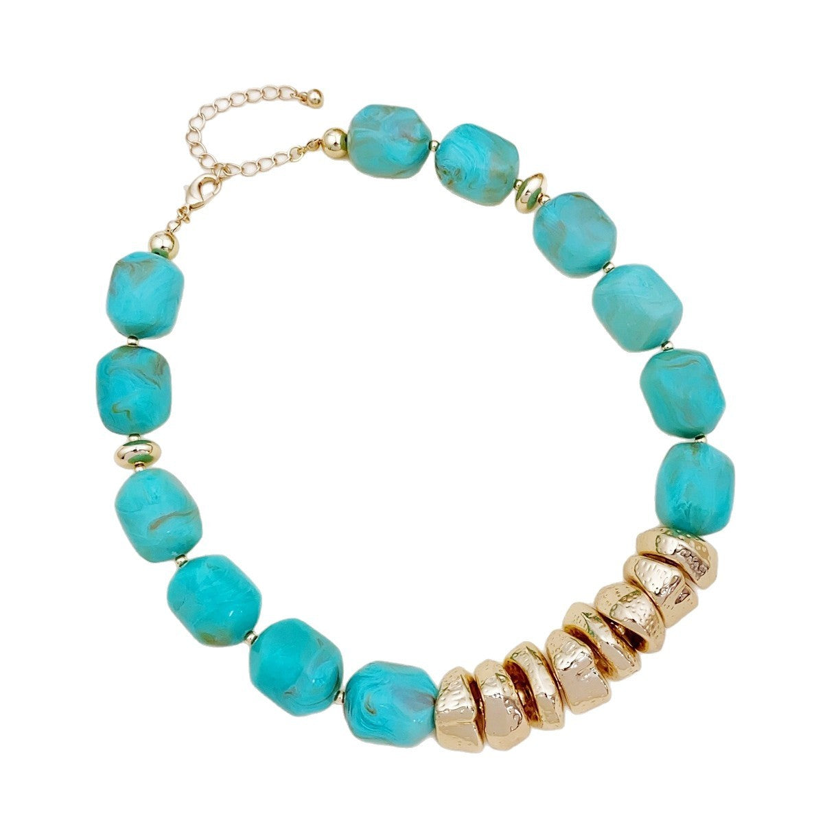 Marbled Bead & Gold Accent Necklace