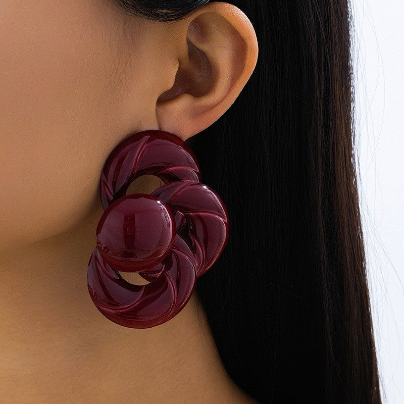 Glossy Swirl Button Earrings