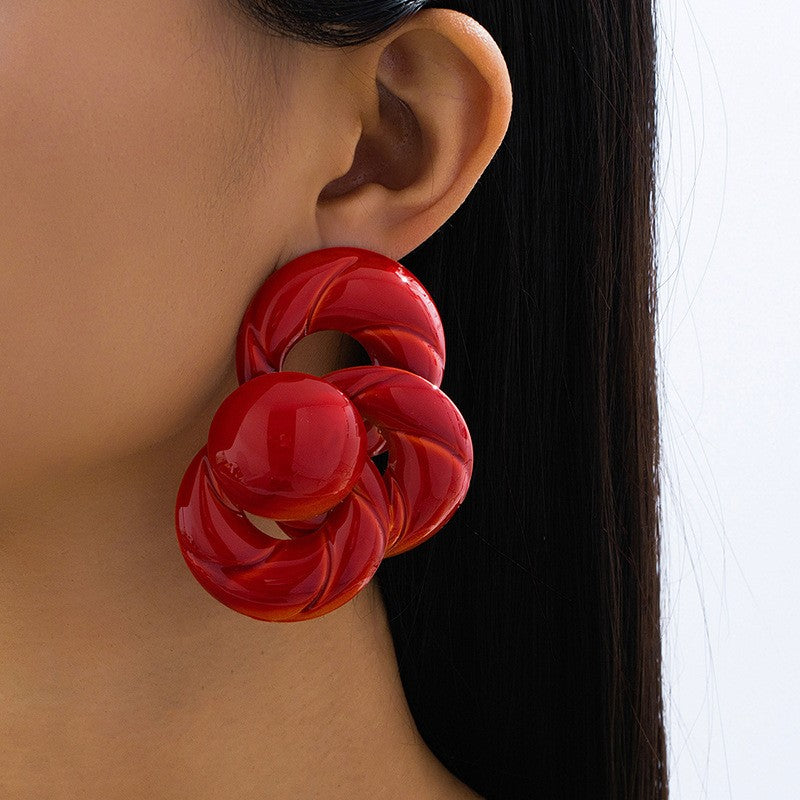 Glossy Swirl Button Earrings