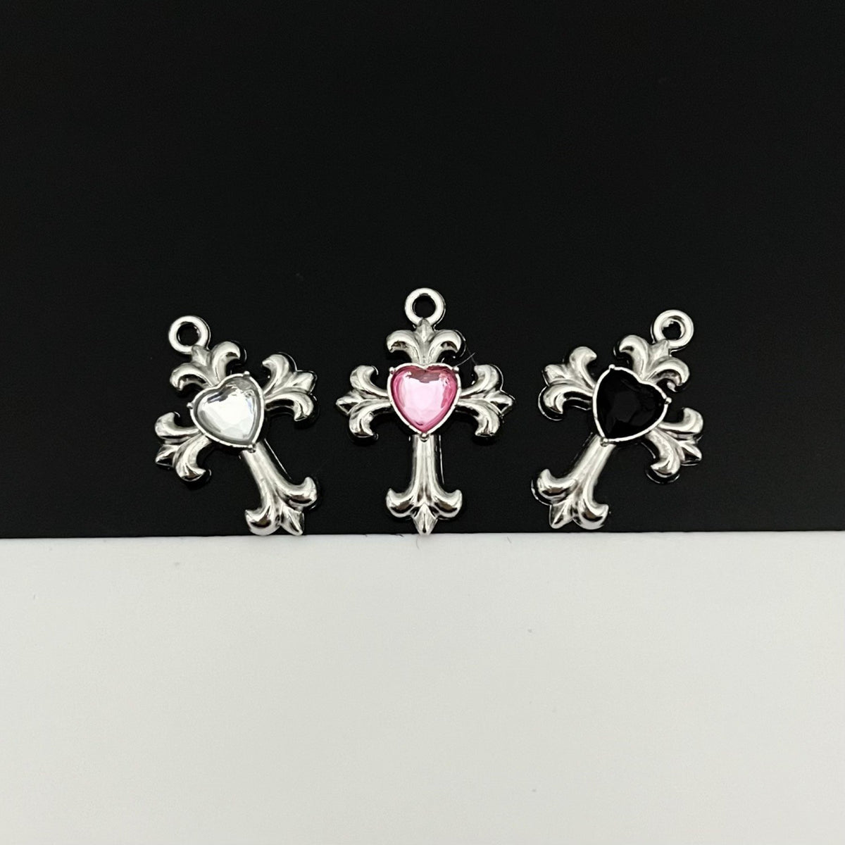 Fleur-de-Lis Heart Cross Charm