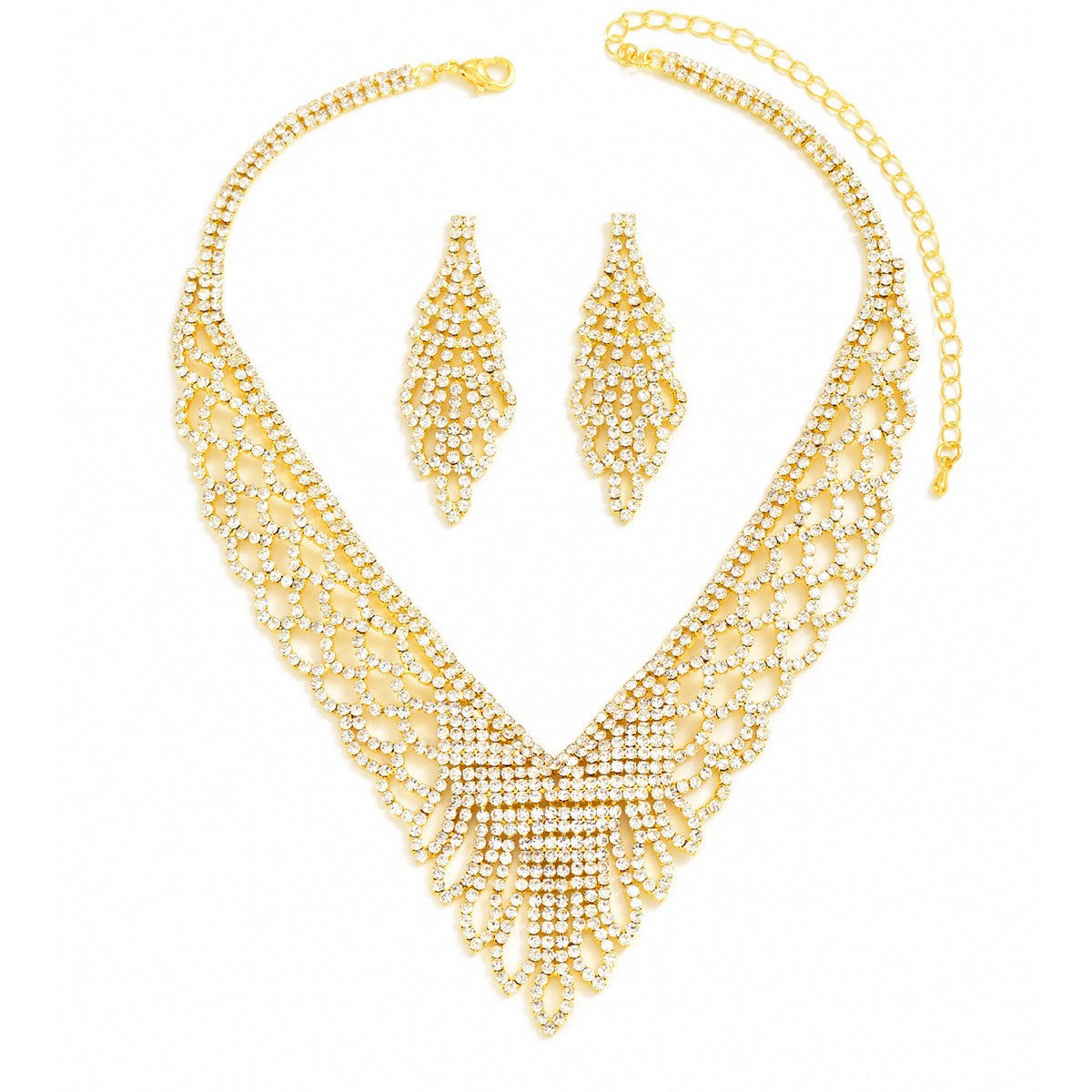 Rhinestone Fan Lattice Jewelry Set