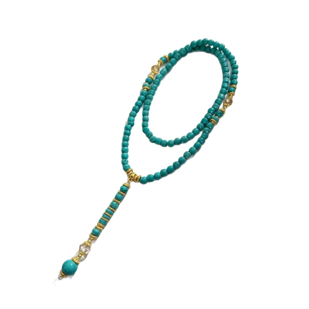 Turquoise Bead Tassel Necklace