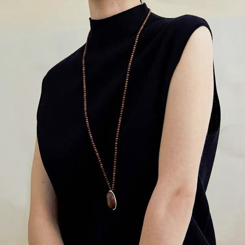 Oval Wood Pendant Necklace