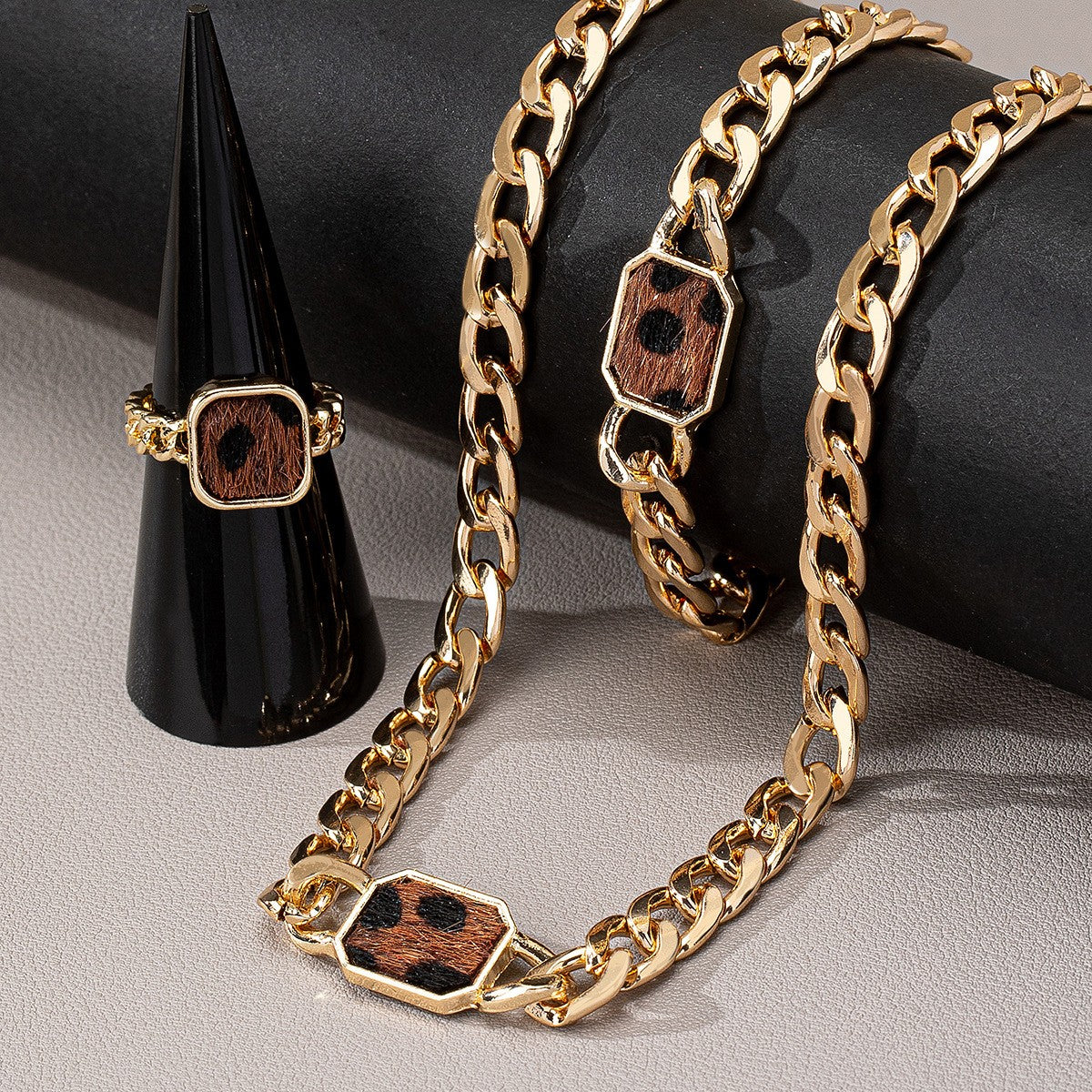 Magenta Octagon Link Jewelry Set