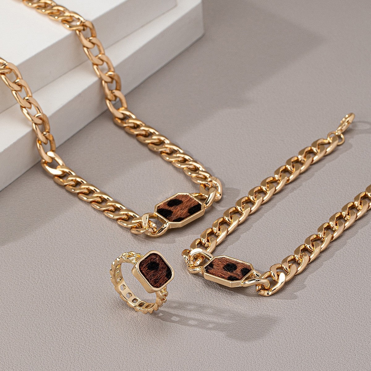Magenta Octagon Link Jewelry Set
