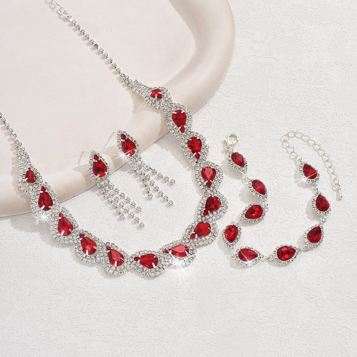 3-Piece Teardrop Crystal Jewelry Set