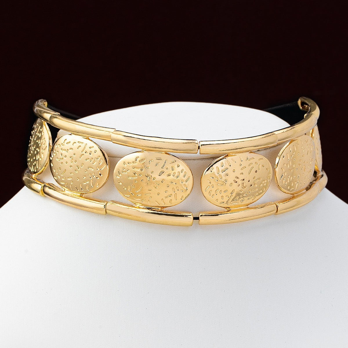 Textured Coin Link Choker
