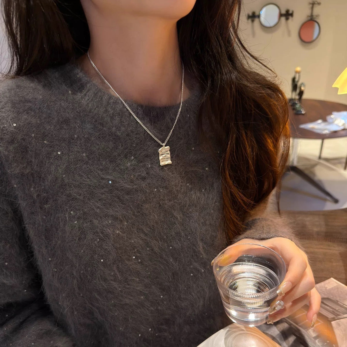 Engraved Scroll Paper Necklace