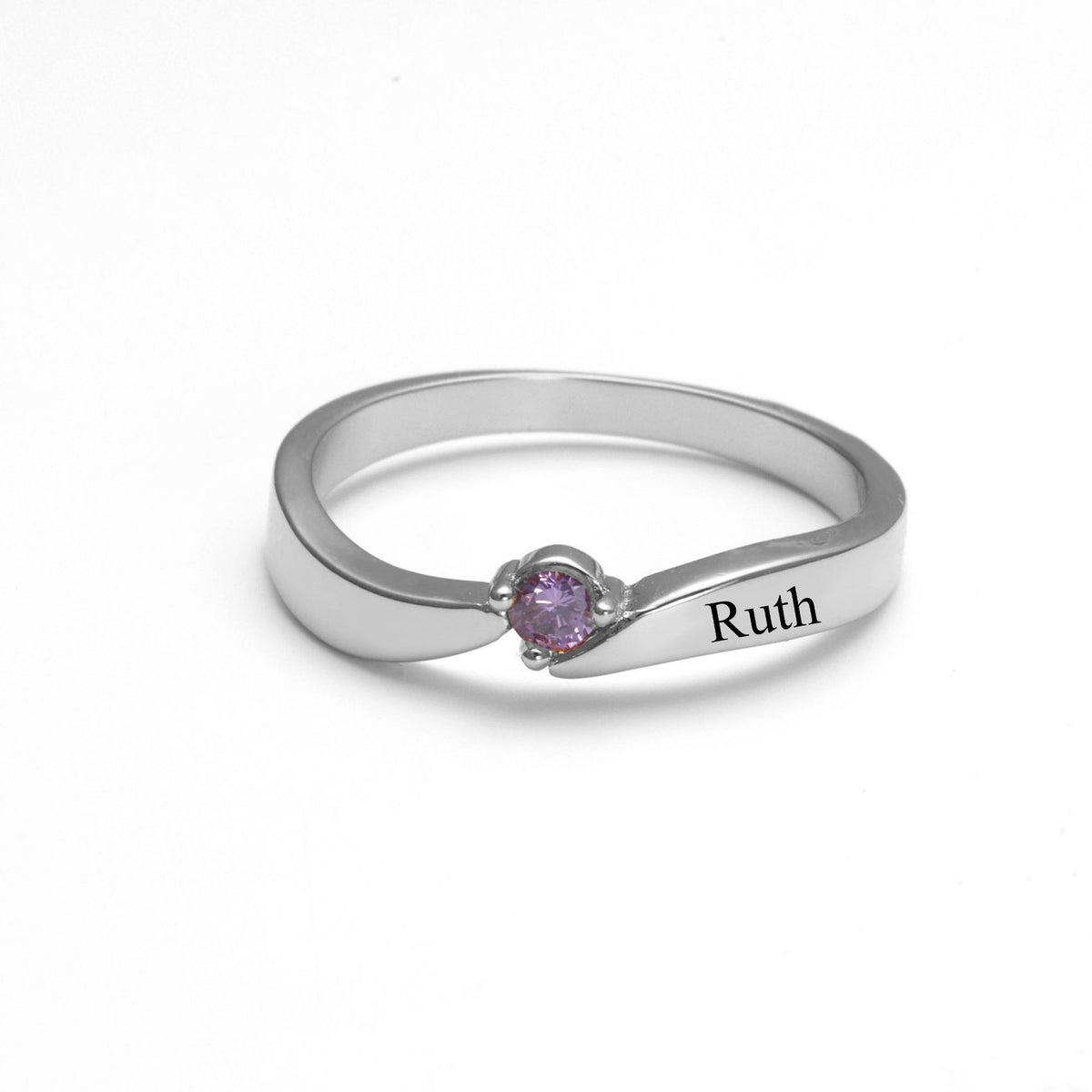 Personalized Name & Stone Bypass Ring