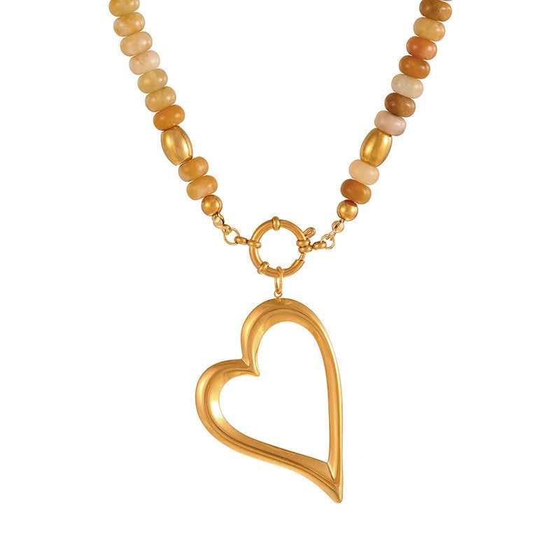 Sun & Sacred Heart Beaded Necklace