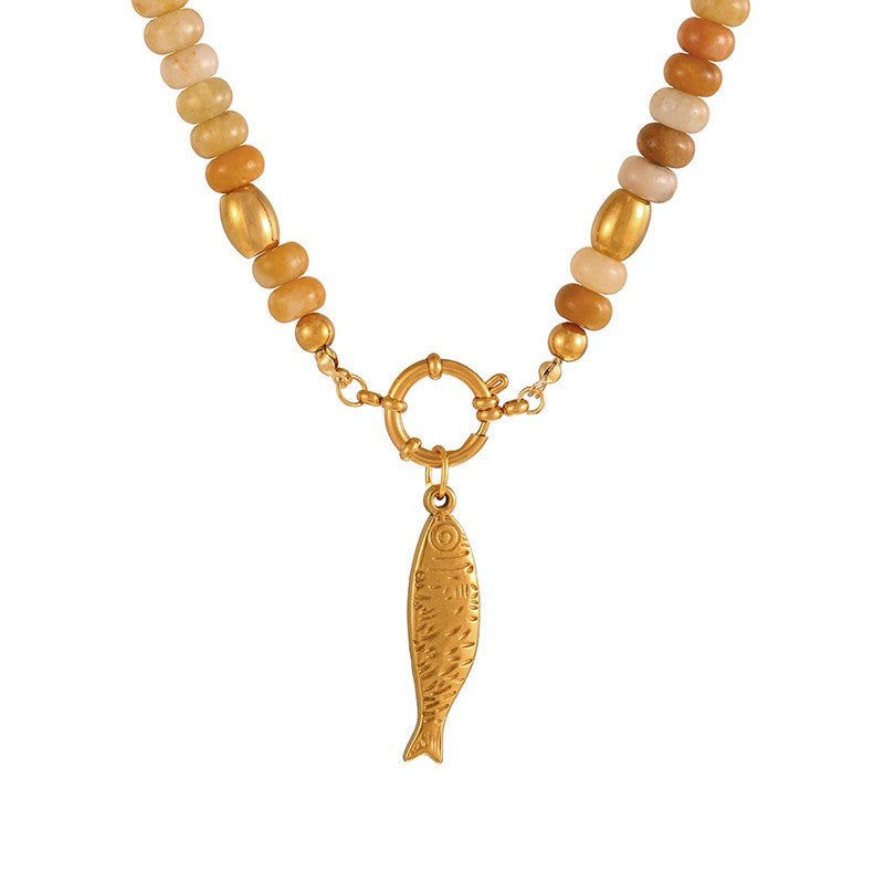 Sun & Sacred Heart Beaded Necklace