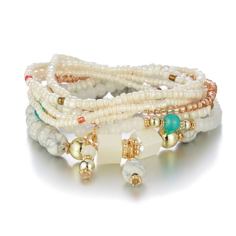 Bohemian Bead Layered Bracelet Set