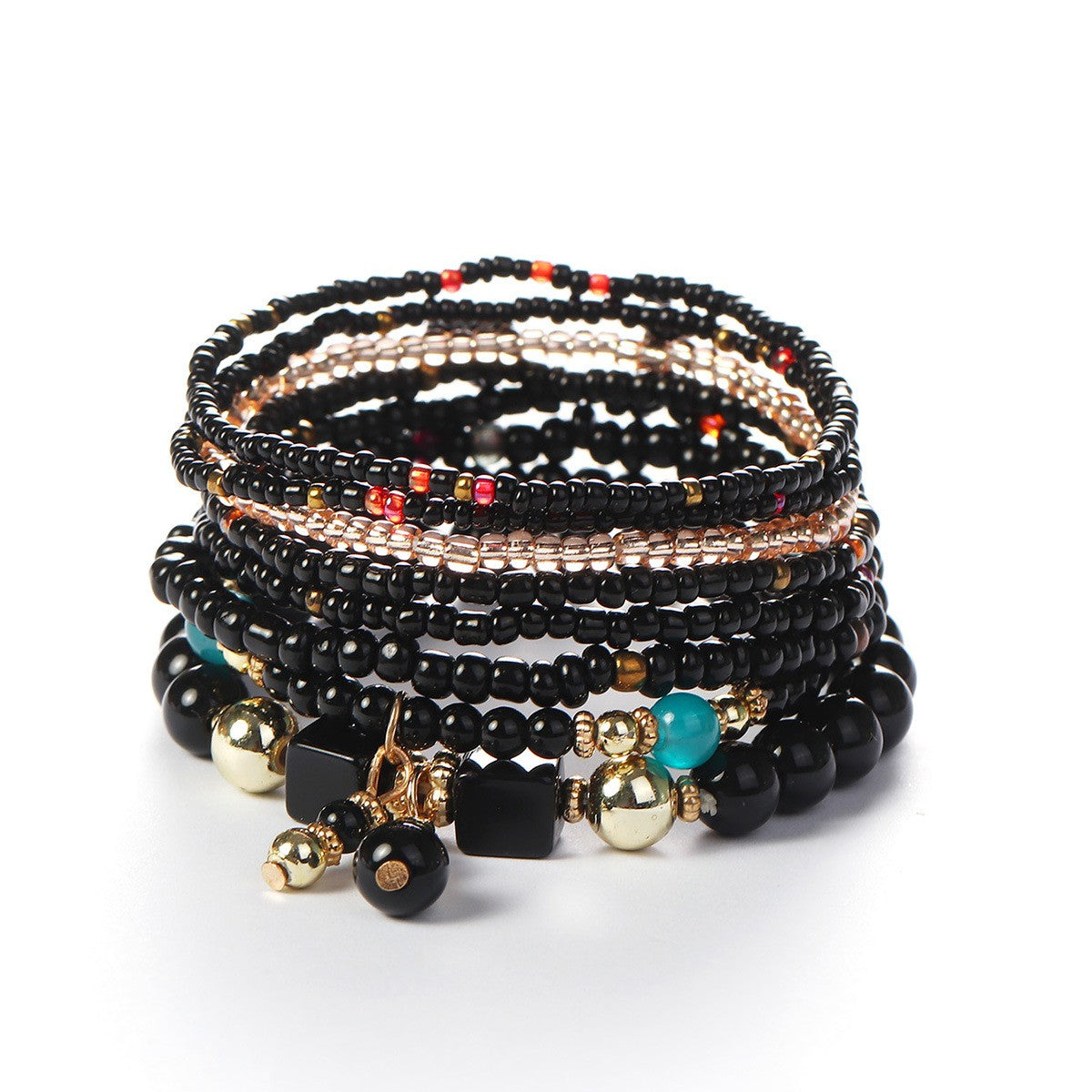 Bohemian Bead Layered Bracelet Set