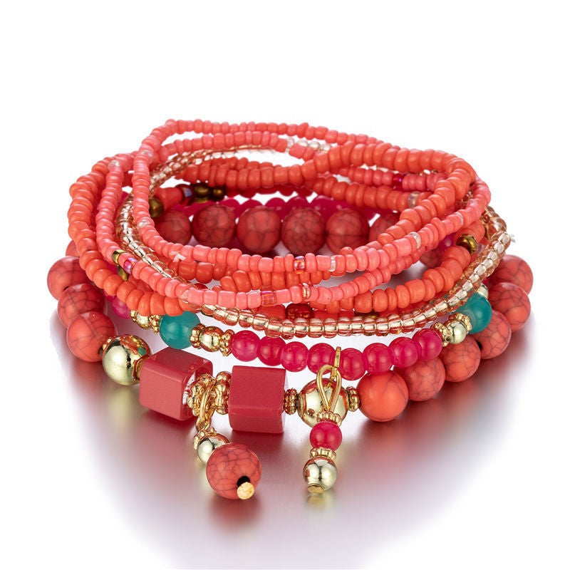 Bohemian Bead Layered Bracelet Set