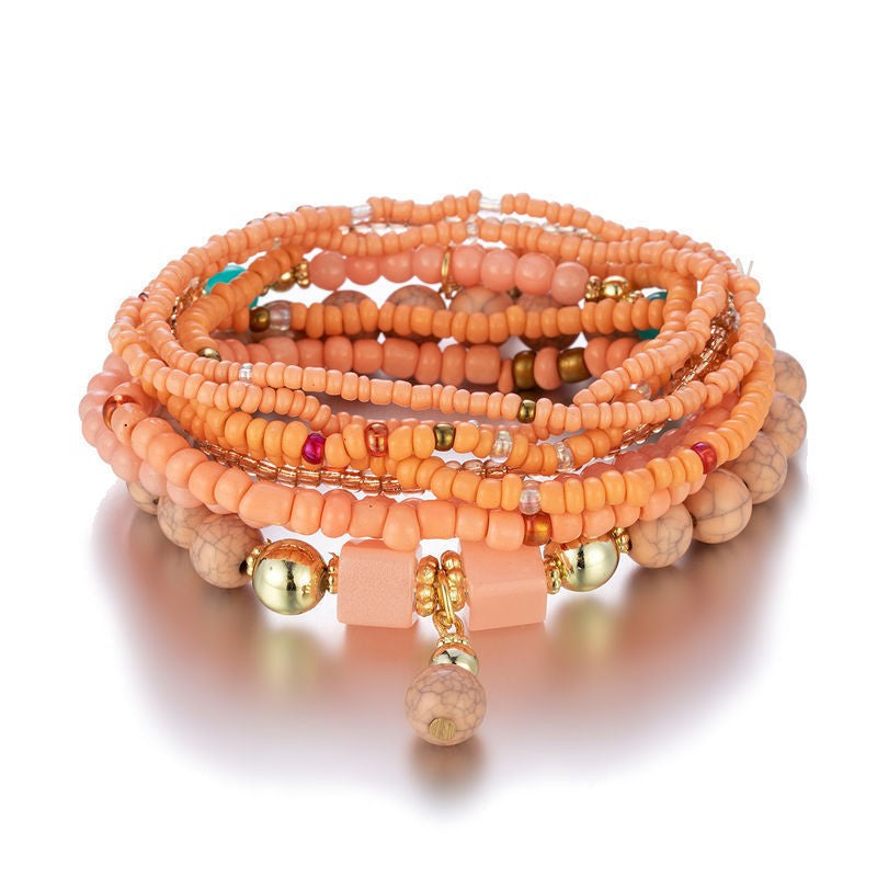 Bohemian Bead Layered Bracelet Set