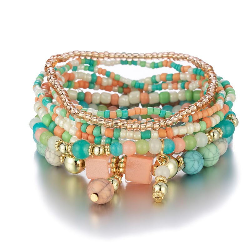 Bohemian Bead Layered Bracelet Set