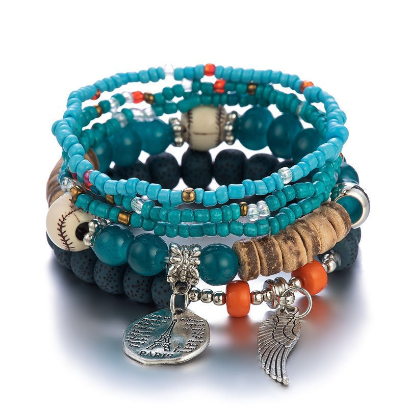 Bohemian Bead Layered Bracelet Set