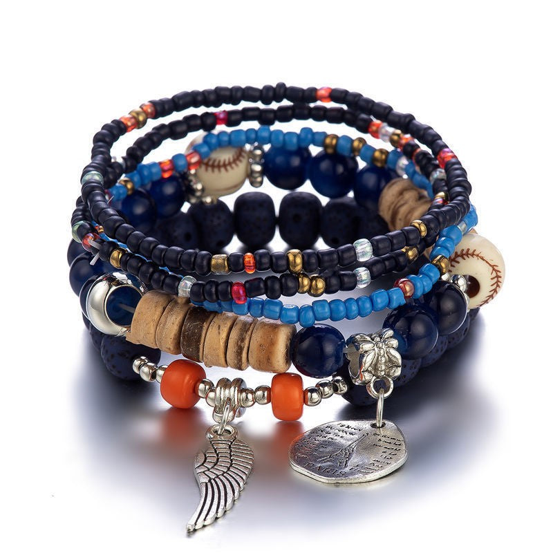 Bohemian Bead Layered Bracelet Set