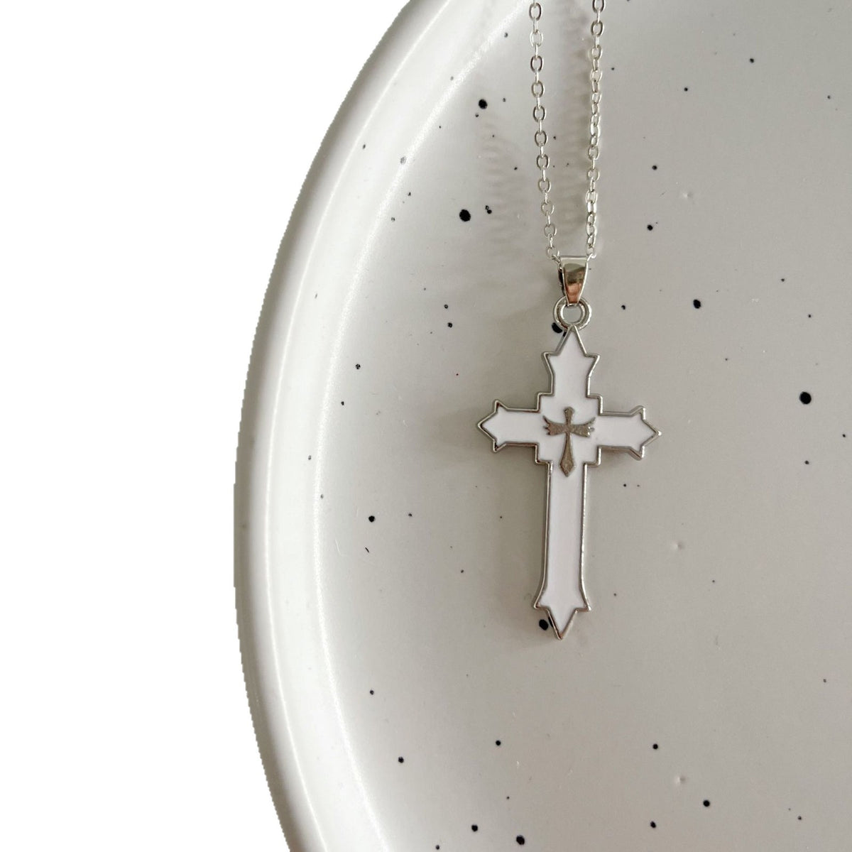 Enamel Cross Inlay Pendant Necklace