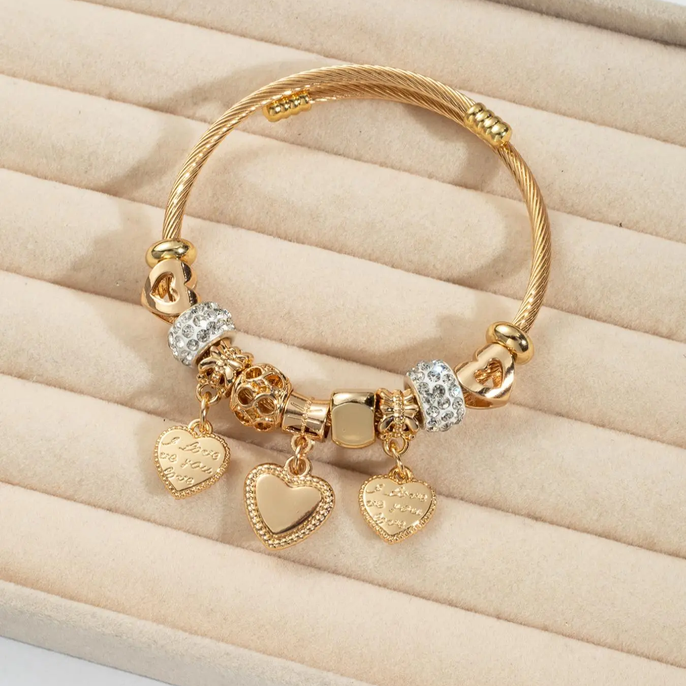 Hollow Heart Charm Bracelet