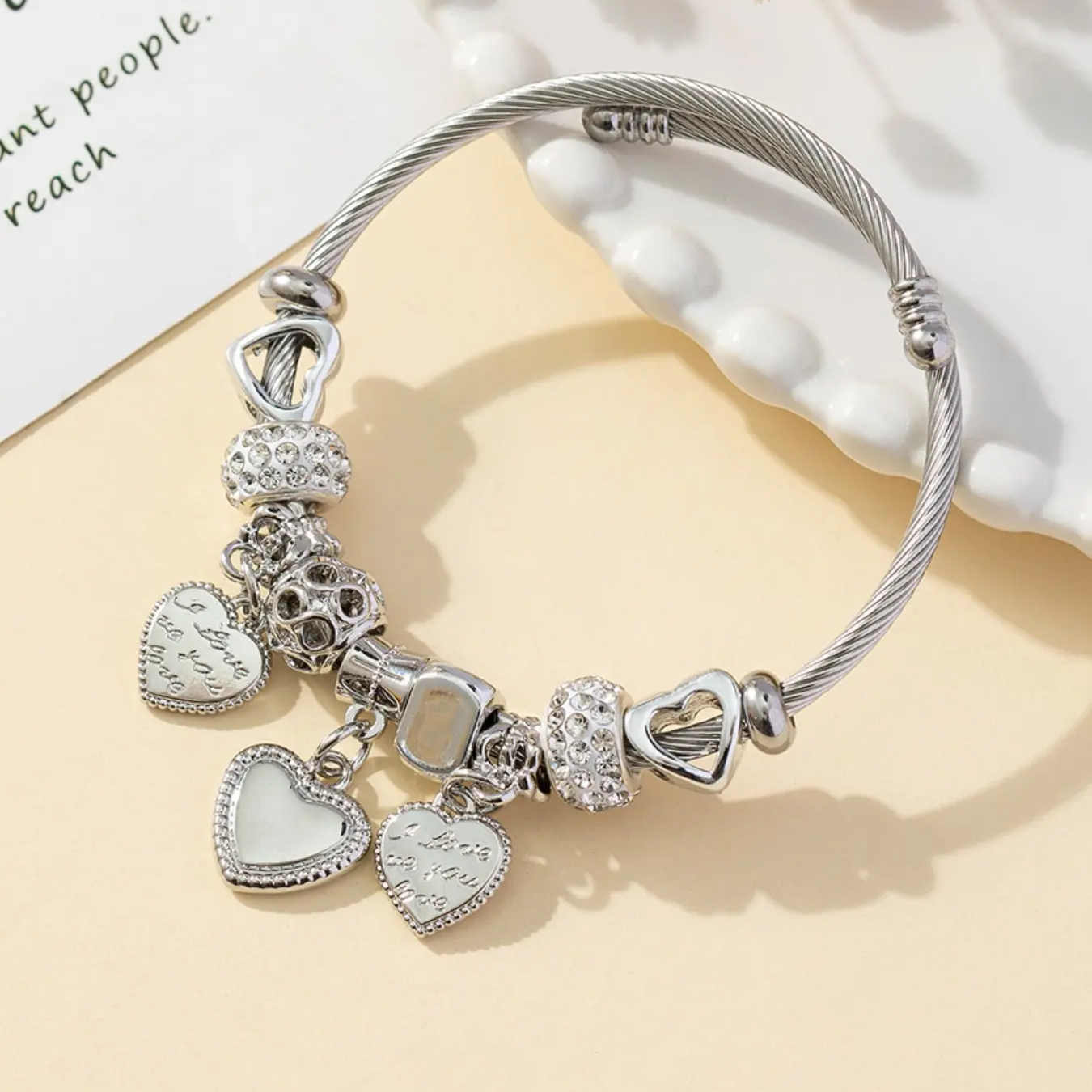 Hollow Heart Charm Bracelet