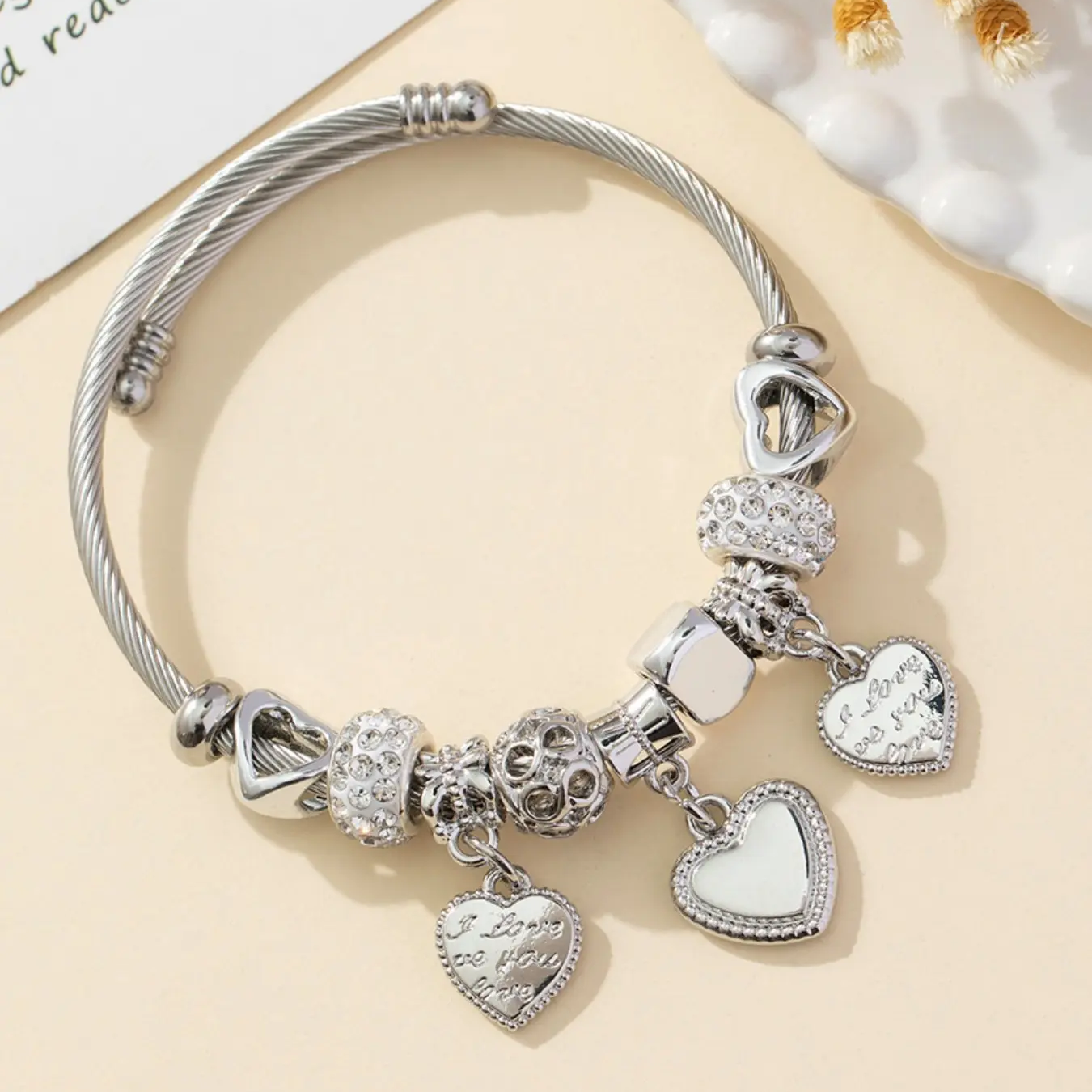 Hollow Heart Charm Bracelet