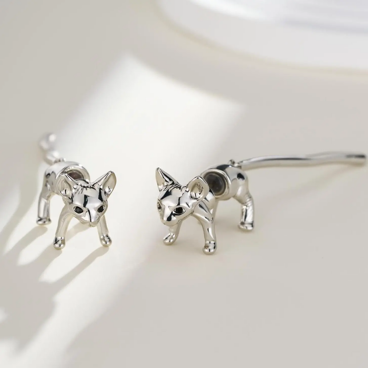 Long Tail Cat Stud Earrings