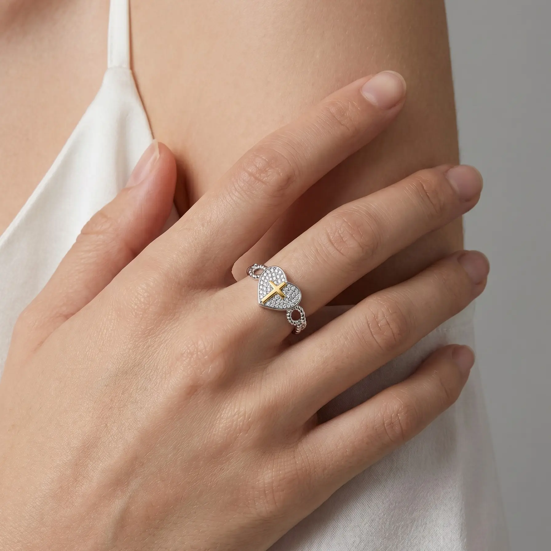Cross Heart Ring