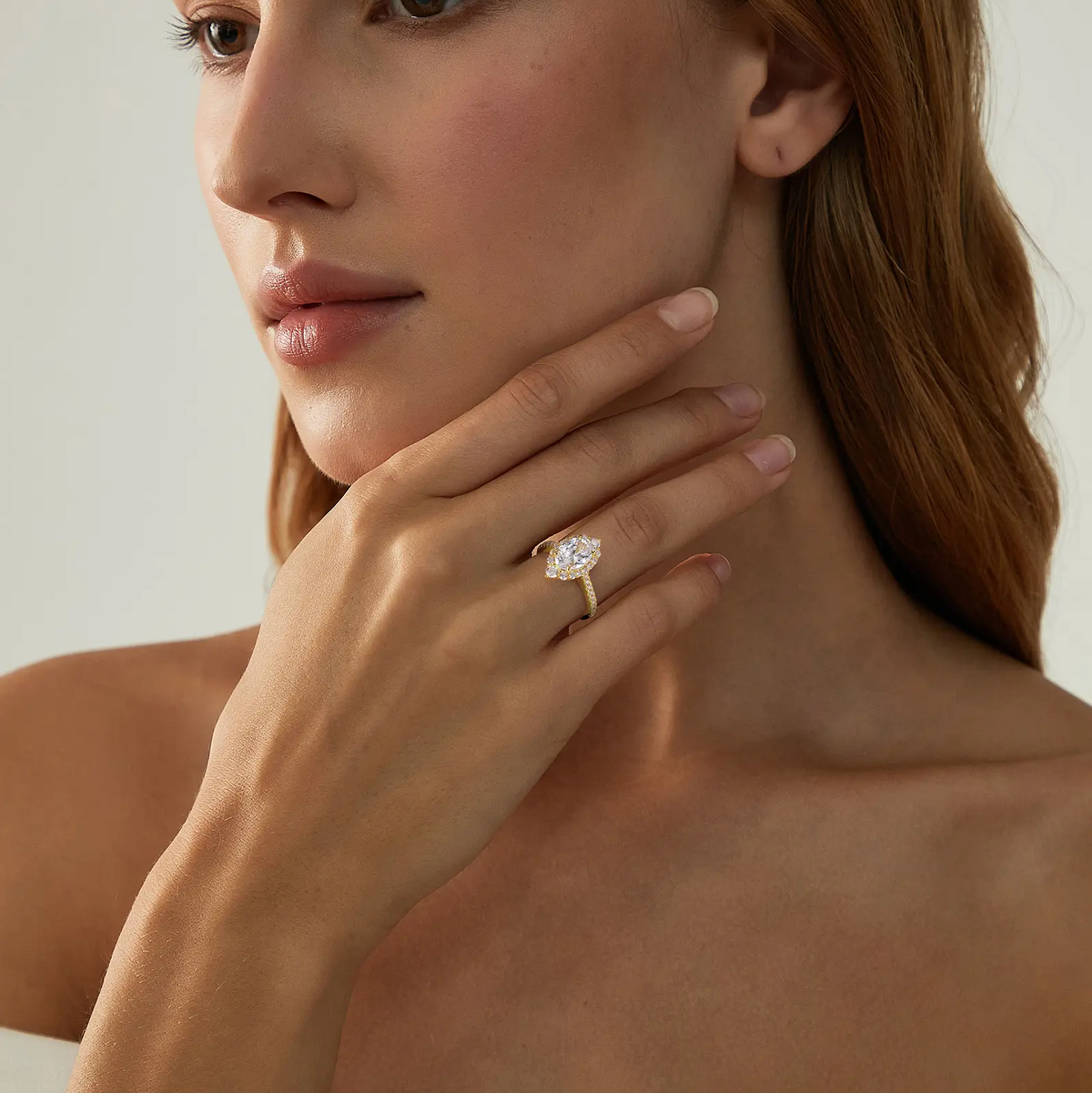 Marquise Cut Halo Ring