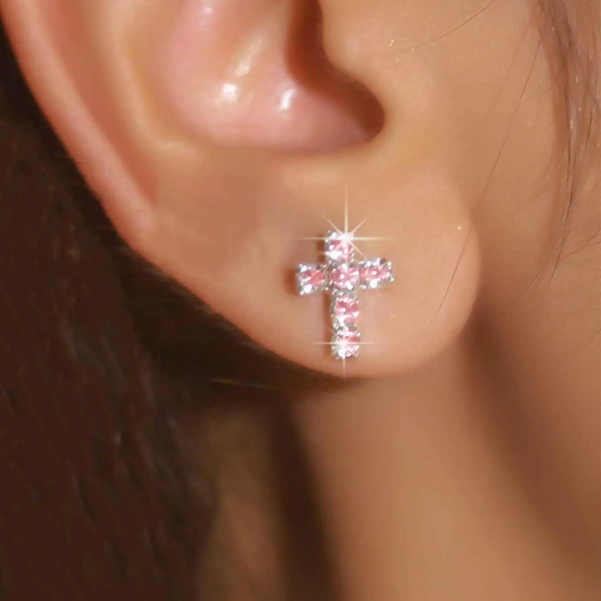 Rhinestone Cross Earrings