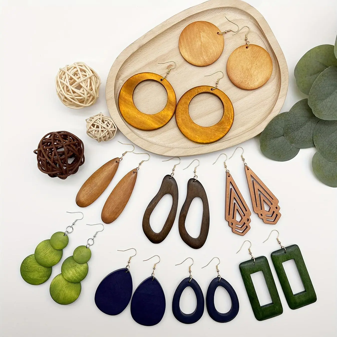 Geometric Wood Earrings