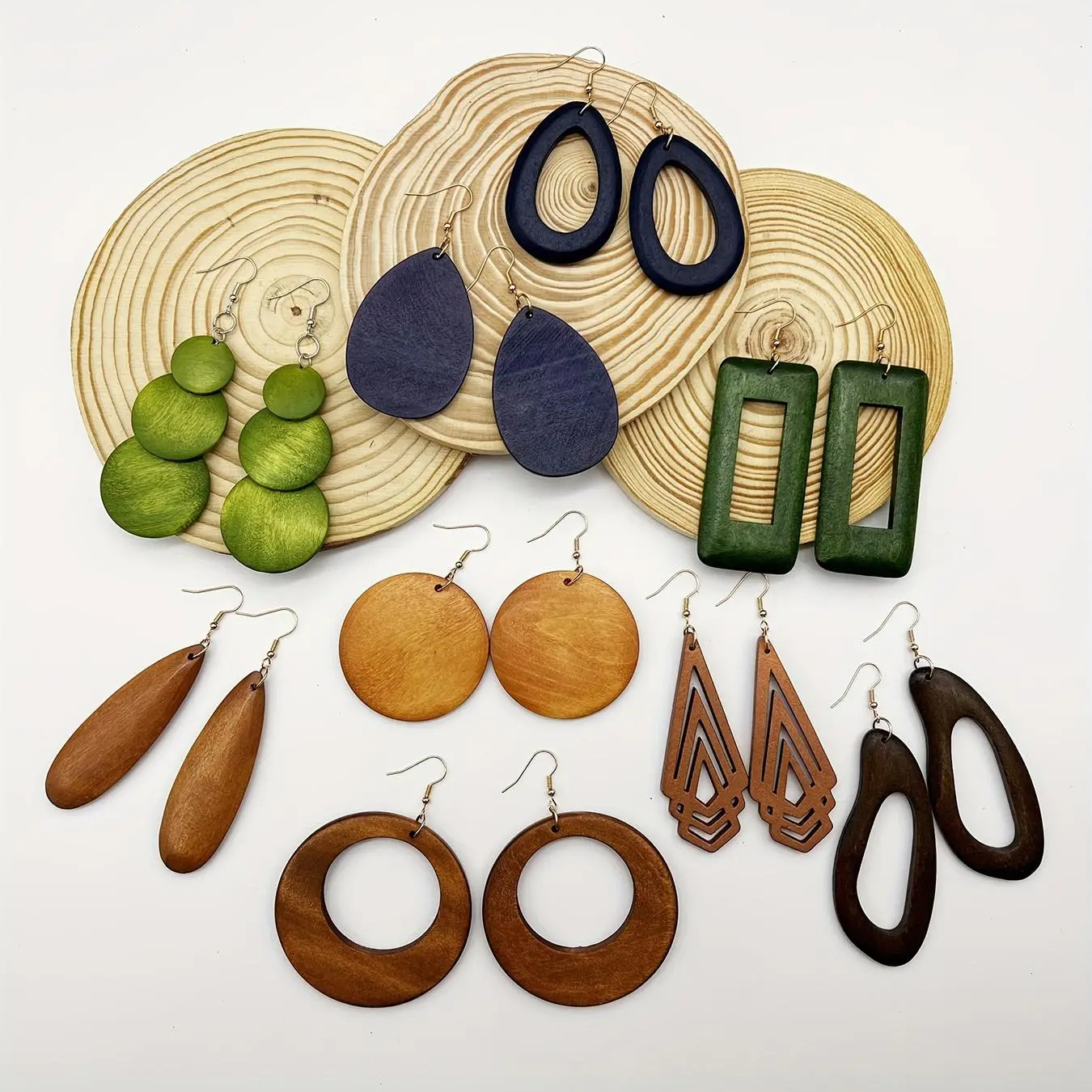 Geometric Wood Earrings