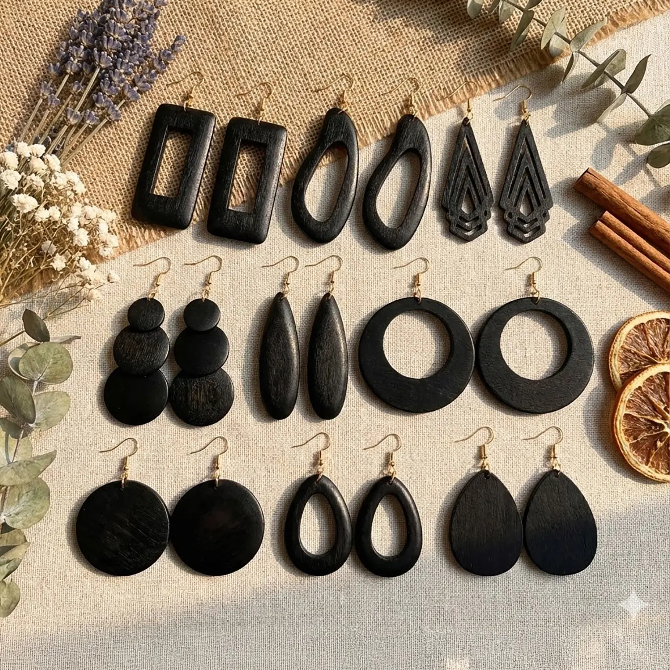 Geometric Wood Earrings