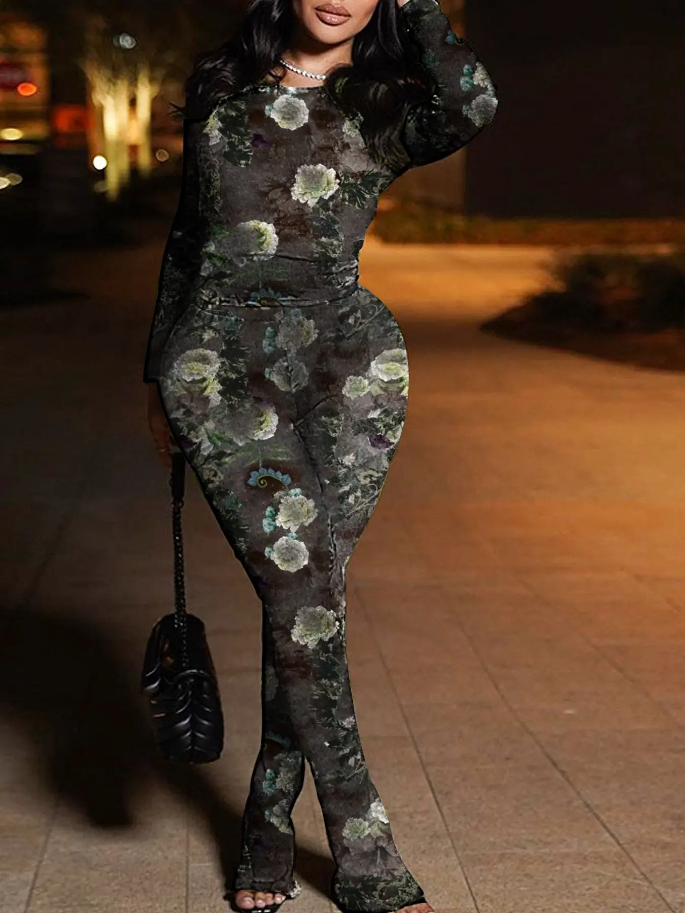 Floral Print Overall Jumpsuit