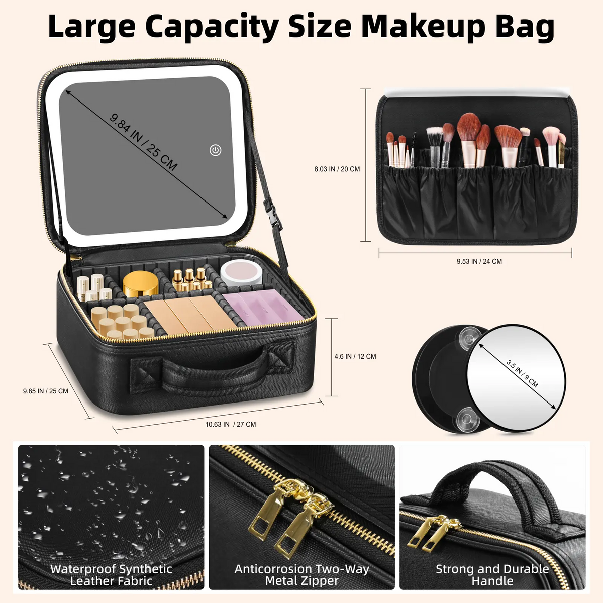 Lighted Makeup Bag Organizer