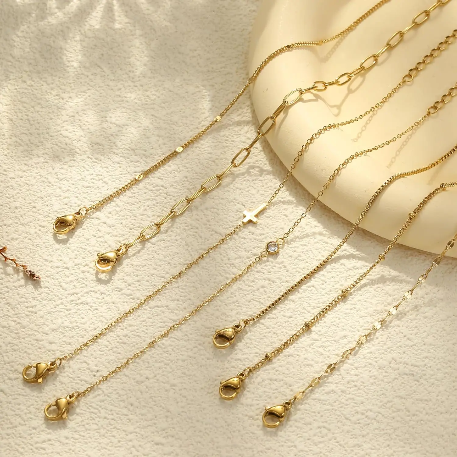 14k 7pc Cross Bracelet Stack