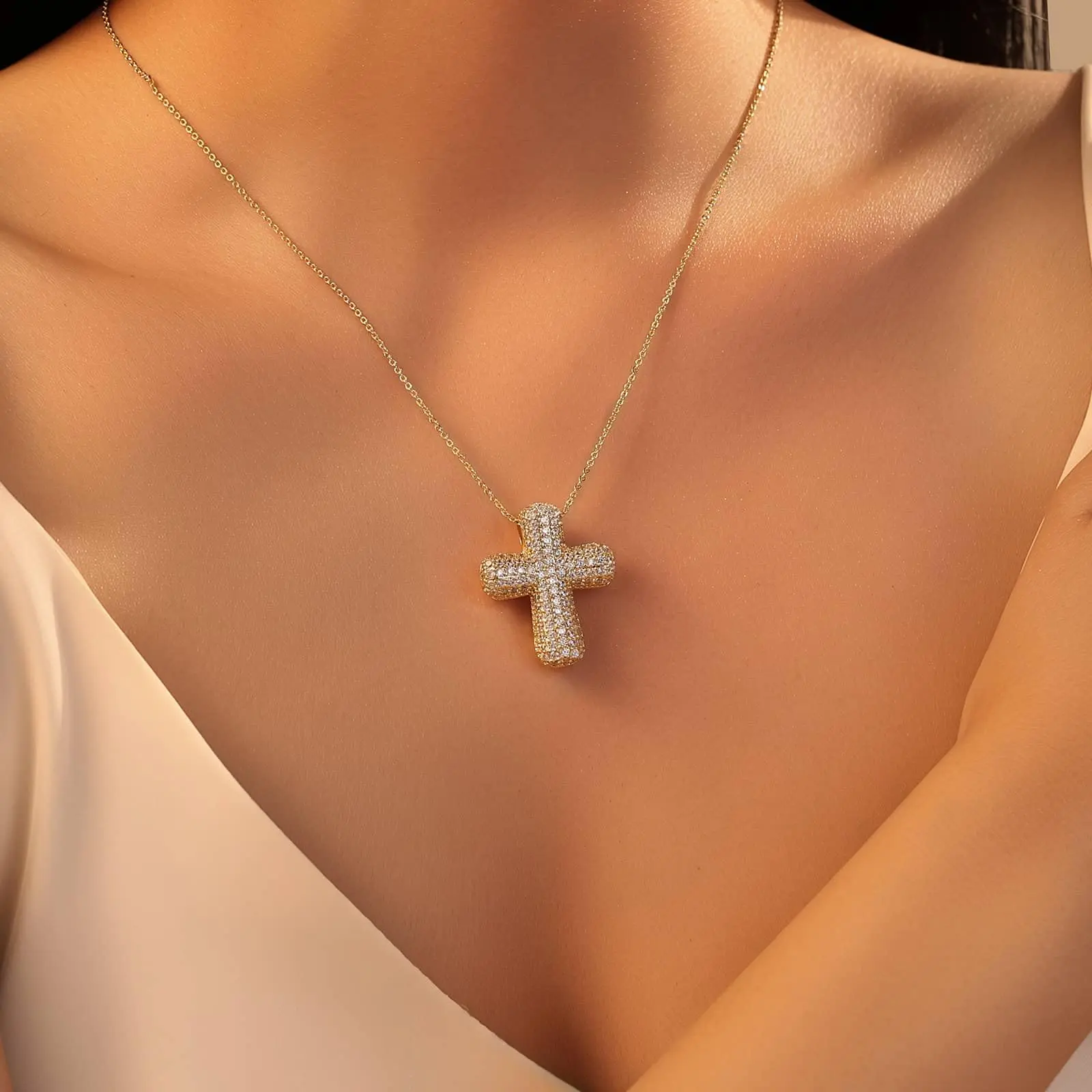 Bubble Cross Necklace