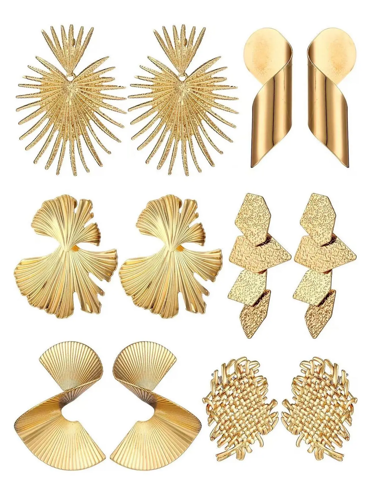 6 Pair Twisted Leaf Earring Set