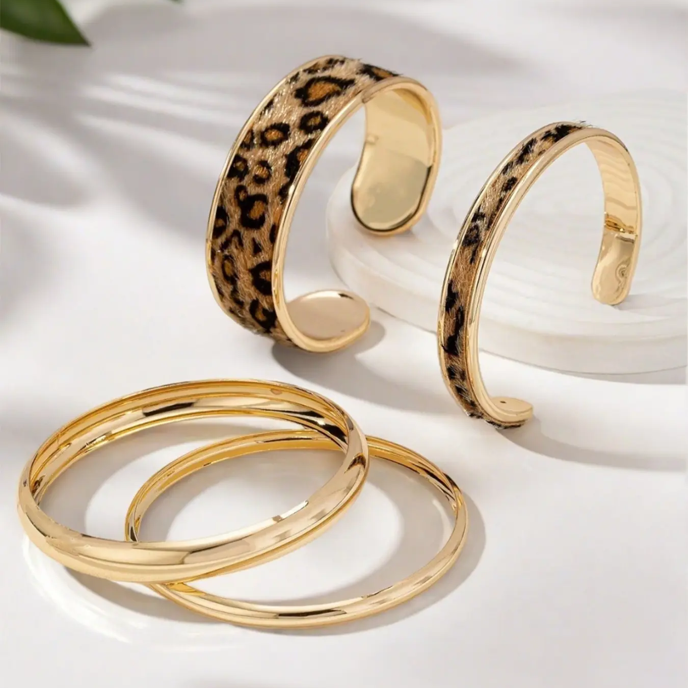4pc Leopard Print Bracelet Set
